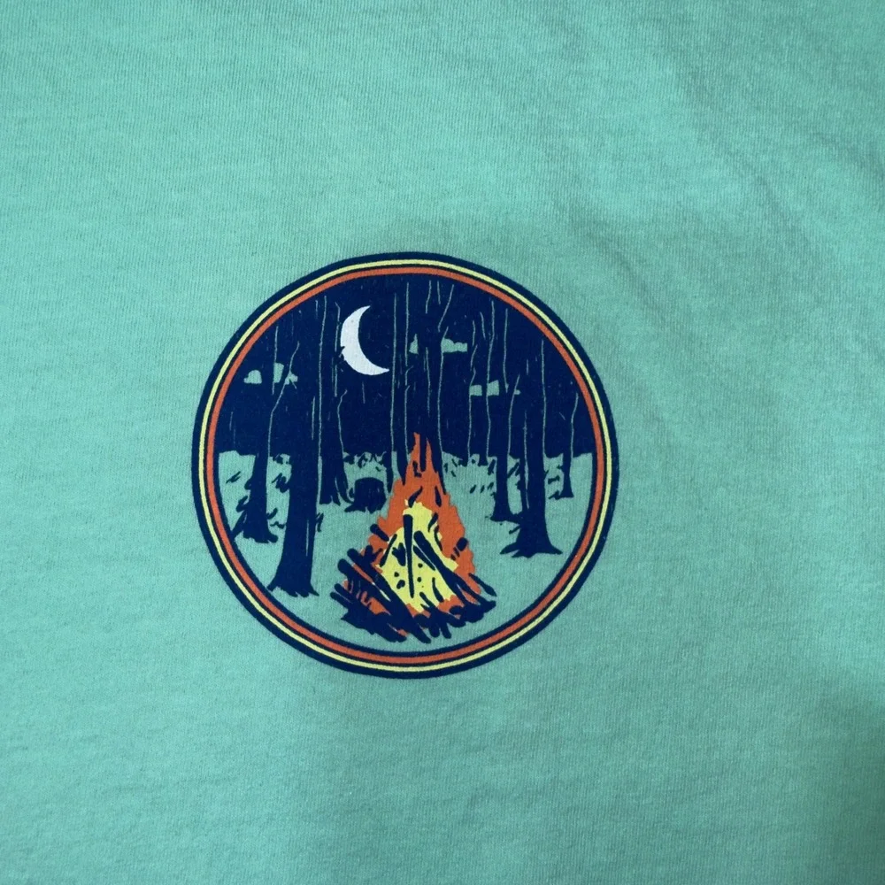 Benny & Belle‎ Backroads & Bonfires Mint Green Graphic T-Shirt Men Large Cotton